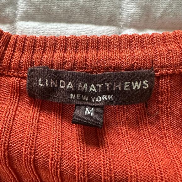 Vintage LINDA MATTHEWS Top Womens Medium Orange Babydoll Peplum Retro Y2K Preppy - Picture 5 of 9